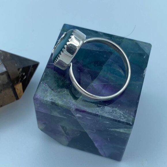 Moon & Star Sea Tumbled Sea Foam Sea Glass Sterling Silver Ring Size 10 - Picture 5 of 7